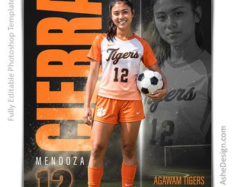 Photoshop Soccer Poster Templates, Sports Photography-Templates, PSD Background, Resize For Senior Night Banners, Double Take Soccer