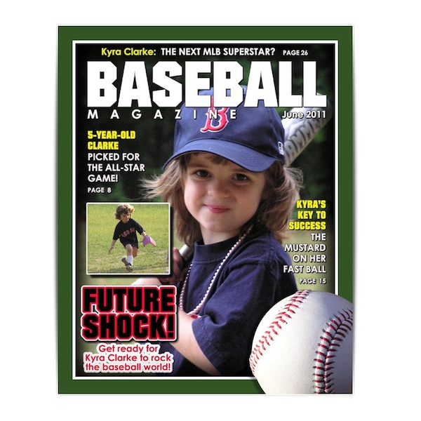 Photoshop Template | Sports Design | 8x10 | BASEBALL Magazine Cover - (1) Digital Template for Photographers & Scrapbookers.