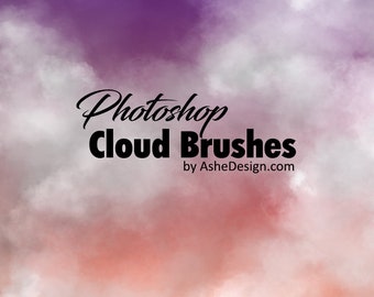 Photoshop Brush Set - 2-TONE CLOUDS - (1) .abr-bestand om te installeren in Photoshop met instructies voor het laden van uw Brush Set.