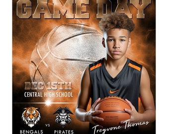 Game Day Social Media Photoshop Templates for Teams and Individuals - Instant Download - Electric Explosion - Basketball