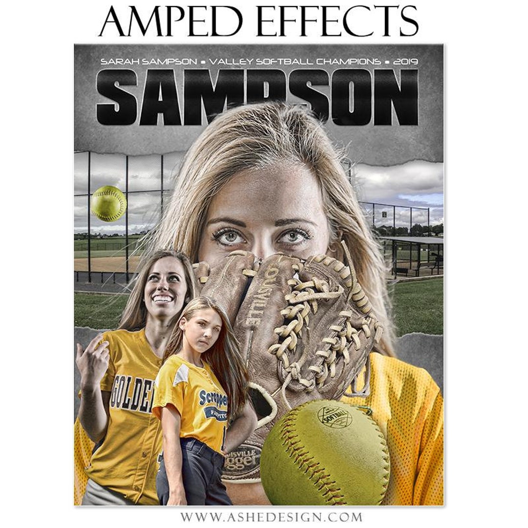 Photoshop Softball Poster Template, Digital Sports Background Tball ...