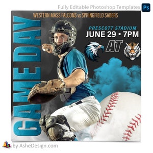 Modelli Photoshop per social media per giornate di gioco per squadre e singoli individui - Download istantaneo - Leggende dello sport - Baseball