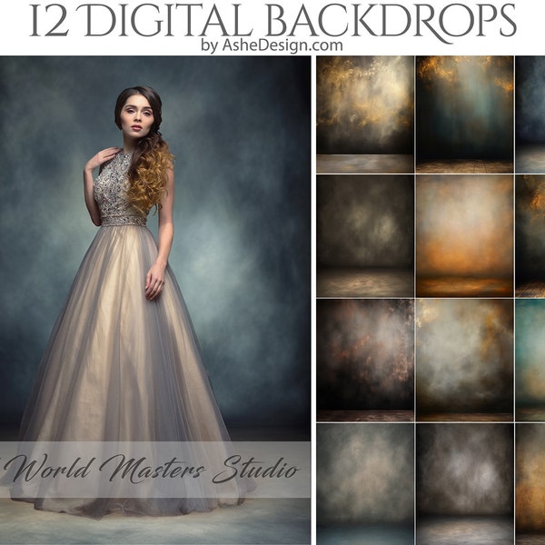 12 Old World Masters Studio Digital Photography Backdrops, Photoshop Overlays, Studio Backdrops For Photographers, Wedding Senior Backdrops