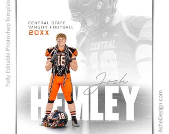 Photoshop Football Poster Templates, PSD Sports Photography-Templates, Resize For Senior Night Banners, Signature Moments Football