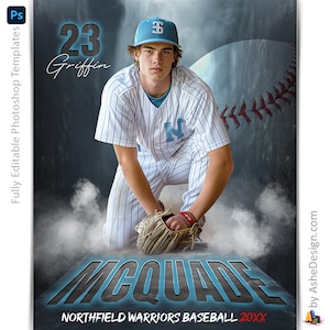 Modelli di poster di baseball di Photoshop, modelli di fotografia sportiva, sfondo PSD, ridimensionamento per banner notturni per anziani, baseball in prospettiva