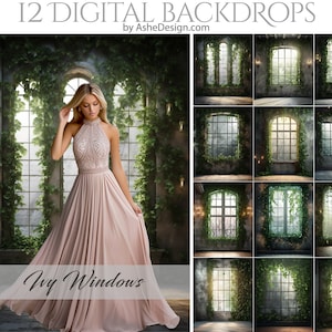 12 Ivy Windows Digital Photography Backdrops, Photoshop Overlays, Studio Backdrops For Photographers, Wedding & Maternity Backdrops