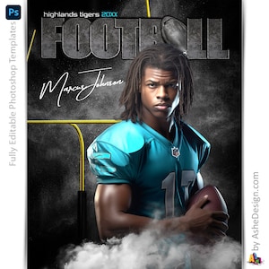 Modèle d'affiche de football Photoshop, toile de fond de sport numérique, cadeau de banquet de joueur de football de nuit senior, bannière de retour à la maison