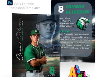 Photoshop Templates | Sports Trader Cards | Reflection Baseball | Custom Personalized Trading Card Templates | Team Trading Cards | 2.5x3.5