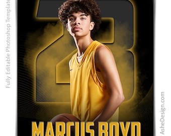 Photoshop Sports-postersjabloon, digitale sjablonen voor Photoshop, PSD Sports-achtergrond, eenvoudig formaat wijzigen voor seniorenavondbanners!