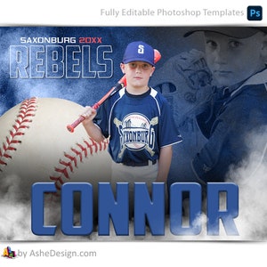 Sportplakat-Vorlagenset – Photoshop-Vorlagen für Sportmannschaften und Einzelpersonen – Sportfotografie-Vorlagen – Nitro Fusion Baseball