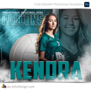 Conjunto de modelos de pôsteres esportivos - Modelos de Photoshop para equipes esportivas e indivíduos - Modelos de fotografia esportiva - Nitro Fusion Volleyball