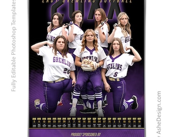 Photoshop テンプレート | チーム スケジュール スポンサー ポスター | Photoshop 用マルチスポーツ テンプレート | 12x18 | The GOAT