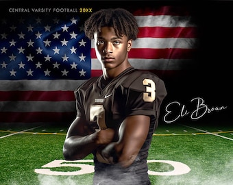 Sports Poster Template Set - Photoshop Templates for Sports Teams and Individuals - Sports Photography Templates - American Smoke Football