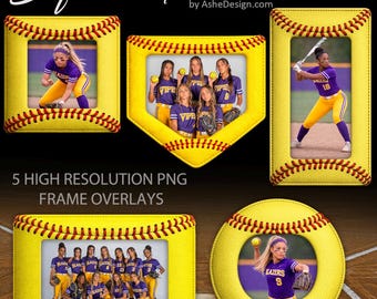 Molduras PNG para fotos de softball, Molduras para fotos de softball, Sobreposições para fotografia esportiva, Molduras Memory Mate para fotos de softball, Sobreposições esportivas para Photoshop