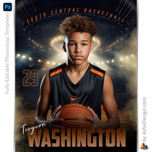 Basketball Photoshop Poster Vorlagen, PSD Sportfotografie-Vorlagen, Resize For Senior Night Banners, Stadion Lichter Basketball