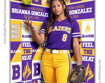 Photoshop Sports Poster Template for Use with Any Sport, Digital Template, Sports Background, Custom Poster Banner, Media Day Wall