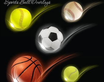 Photoshop Templates | Sports Overlays | Swoosh Sports Balls | (5) Digital .PNG Files for Sports Photography & Quick Pages.