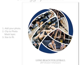 Photoshop Templates | Photography Posters | Easy Effects | SPORTS SEGMENT - Volleyball - (1) 8x10 & (1) 16x20 .PSD Files.