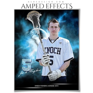 Sport Poster Template Set - Photoshop Collage Templates für Teams und Einzelpersonen - Instant Download - Electric Explosion - Lacrosse