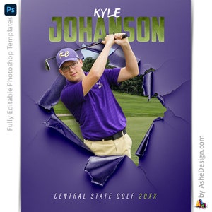 Modèles Photoshop d'affiches de golf, Modèles de photographie de sport PSD, Redimensionnement pour bannières de soirée pour seniors, Golf