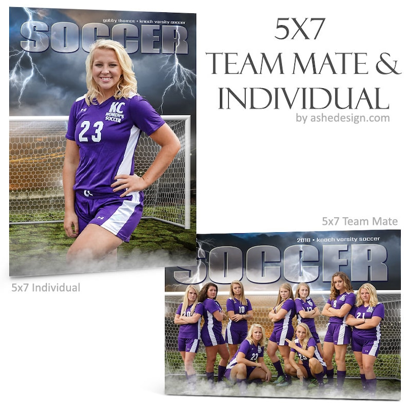 Sports Photography 5x7 Photoshop Templates 2 Breaking Ground Soccer - Team Mates /& Individual Digital Files Sports Collages
