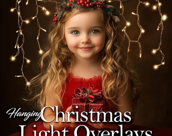 Hanging Christmas Light Overlays, Festive Christmas Lights, Photoshop String Light Overlays, Christmas Lights Overlays