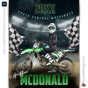 Photoshop Motocross Poster Vorlagen, PSD Sportfotografie-Vorlagen, Resize Für Senior Night Banner, Stadion Lichter Motocross