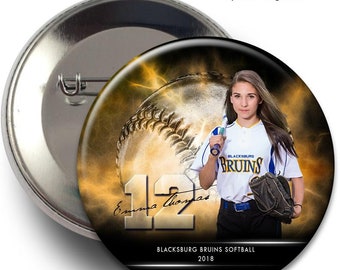 PRZYCISKI SPORTOWE - Softball z elektryczną eksplozją - (3) Cyfrowe szablony programu Photoshop w rozmiarach 3", 3,5" i 4" dla fotografów sportowych.