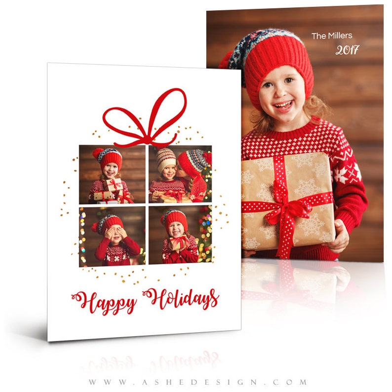 Digital Photoshop Templates for Photographers /& Scrapbookers. 5x7 Flat Card Christmas Gift Christmas Card Design