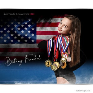 Sports Poster Template Set - Photoshop Templates for Sports Teams and Individuals - Sports Photography Templates - American Smoke Gymnastics