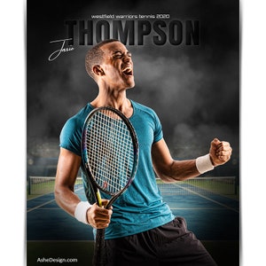 Conjunto de modelos de pôsteres esportivos - Modelos de colagem do Photoshop para equipes e indivíduos - Download instantâneo - In The Shadows Tennis