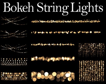 Bokeh String Light Overlays, Twinkle Fairy Lights Overlays, Bokeh-Overlays, Bokeh Christmas Light Overlay, Photo String Lights Photoshop