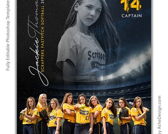 Softball Memory Mates - Photoshop Templates for Sports Teams and Individuals - Sports Photography Templates - Reflection Softball