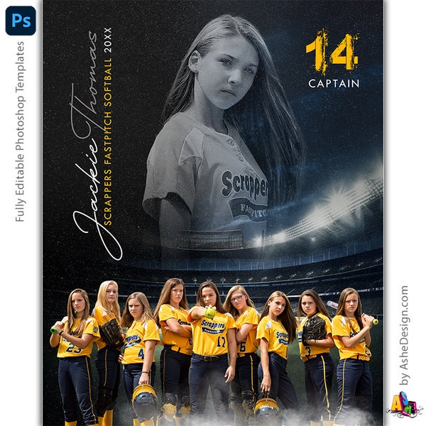 Softball Memory Mates - Photoshop Templates for Sports Teams and Individuals - Sports Photography Templates - Reflection Softball