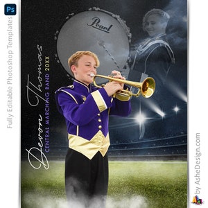 Photoshop Blaskapelle Poster Vorlagen, PSD Sportfotografie-Vorlagen, Resize For Senior Night Banners, Reflection Blaskapelle