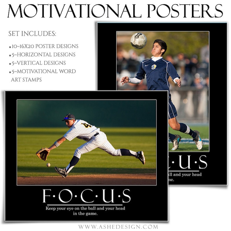 Word Art Quotes. 5 16x20 Photoshop Poster Templates in Hz /& Vt including MOTIVATIONAL SERIES Set 1 - Sports Poster Set 5