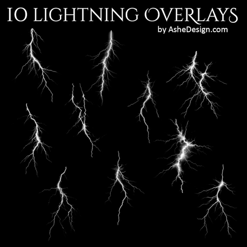 PNG Lightning Overlay Set, High Quality Photoshop Overlays, Lightning ...