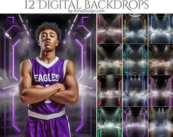 Light Lines - 12 Digital Photography Backdrops, Photoshop Overlays, Studio Backdrops For Photographers, Sport & Senior Backdrops