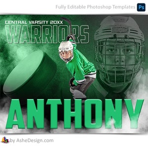 Sportposter-Vorlagen-Set - Photoshop-Vorlagen für Sportteams und -sportvereine - Sportfotografie-Vorlagen - Jute-Hockey