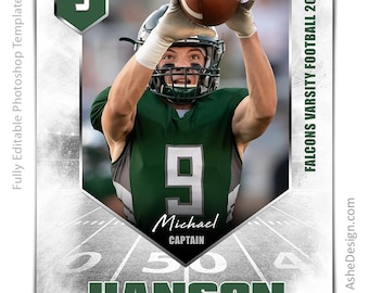Photoshop Football Poster Templates, PSD Sports Photography-Templates, Resize For Senior Night Banners, Banner Year Football