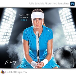 Sport Poster Vorlagen Set - Photoshop Vorlagen für Sport Teams und Einzelpersonen - Sport Fotografie Vorlagen - Smokey Lights Tennis