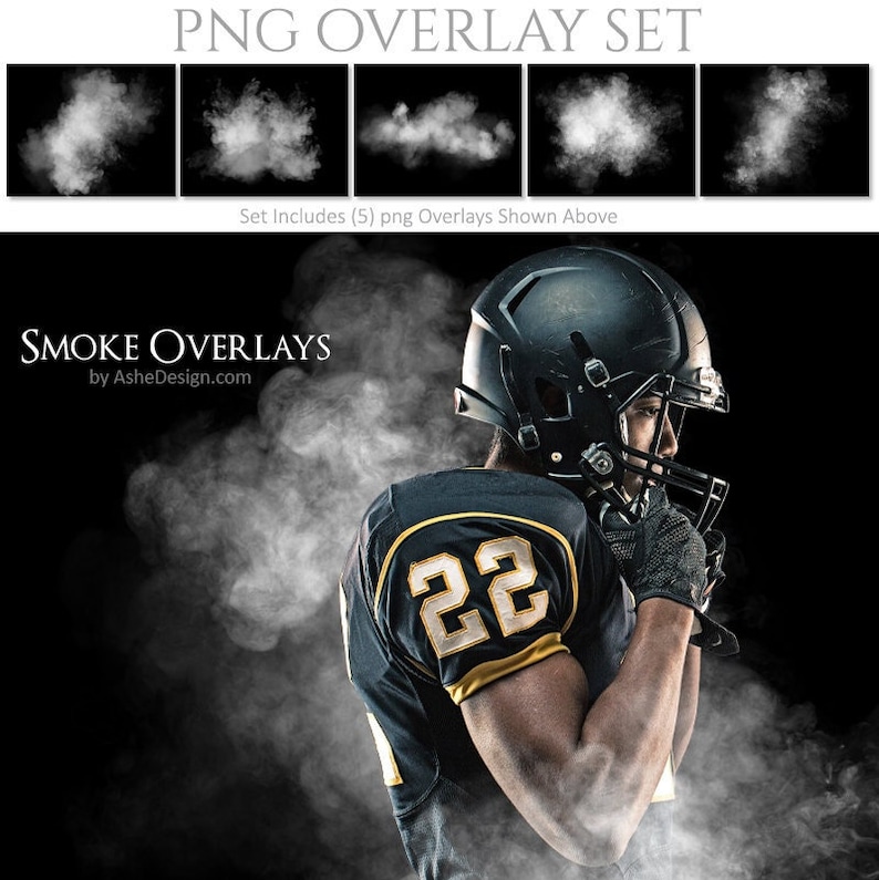 PNG Smoke Overlay Set, High Quality Photoshop Overlays, Create Smoke Backgrounds For Sports Photos, Photography Overlays image 1