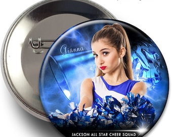 SPORTS BUTTONS - Electric Explosion Cheer - (3) Digital Photoshop Templates in 3", 3.5" & 4" sizes for Sports Photographers.