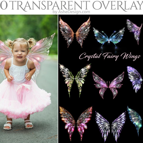 PNG Overlays - Crystal Fairy Wings - (10) Photoshop .png files - Photography Overlays For Your Photos and Quick Pages.
