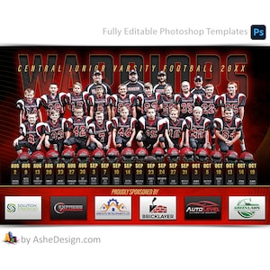 Photoshop Templates | Team Schedule Sponsor Poster | Multi-Sport Template For Photoshop | 12x18 | The GOAT