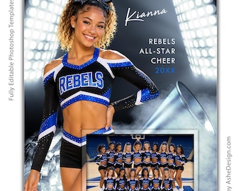 Sports Memory Mates - Photoshop Templates for Sports Teams and Individuals - Sports Photography Templates - Smokey Lights - Cheerleading