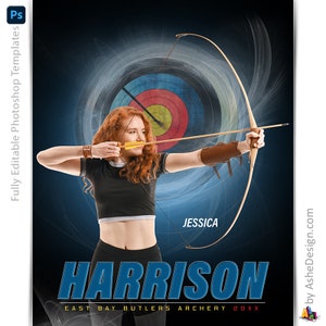 Sports Poster Template Set - Photoshop Collage Templates for Teams and Individuals - Instant Download - Mystic Swirl Archery