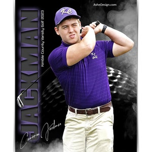Conjunto de modelos de pôsteres esportivos - Modelos do Photoshop para equipes esportivas e indivíduos - Modelos de fotografia esportiva - From The Shadows Golf