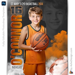 Basketball Photoshop Poster Vorlagen, PSD Sportfotografie-Vorlagen, Resize For Senior Night Banners, Sportlegenden Basketball