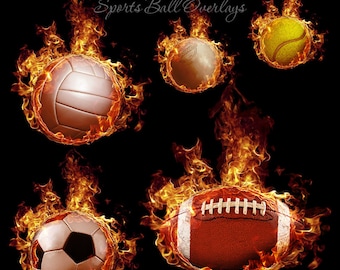 Photoshop Design | Sports Photo Overlays | FIREBALL Overlays Set 1 | (5) Digital .PNG Files for Sports Photography & Quick Pages.